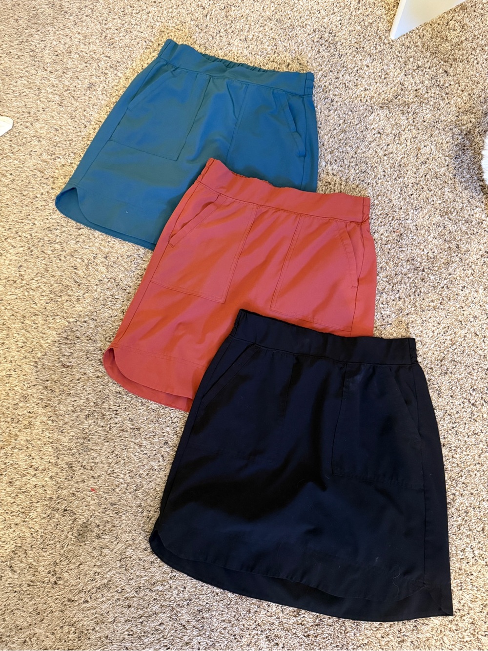 3-Pack RBX skorts size small — Teal, Rust, Black